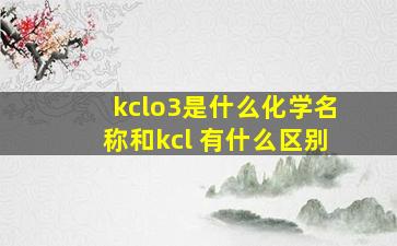 kclo3是什么化学名称和kcl 有什么区别